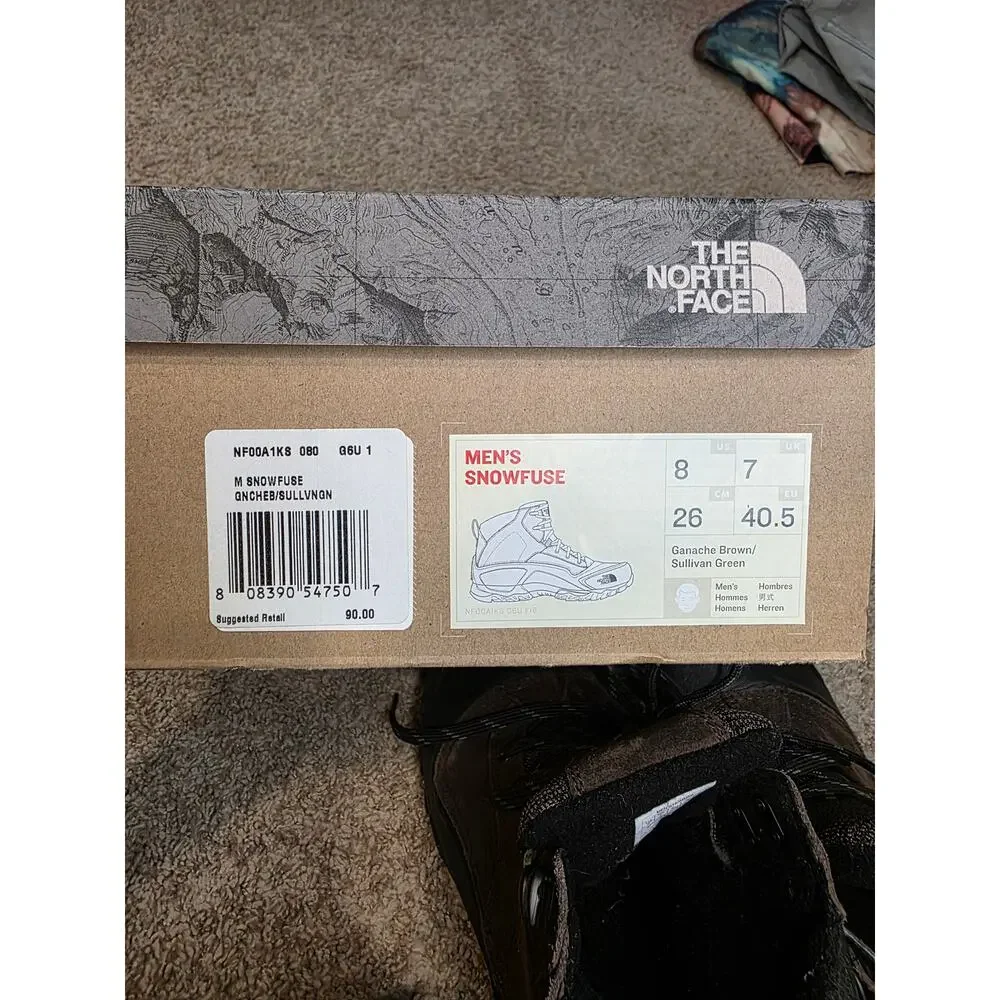 EUC The North Face Snowfuse, brown‎ rubber toe water proof boots men's sz 8